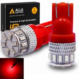 Alla Lighting 2pcs Super Bright 912 2825 168 Red LED Bulbs Center High Mount Stop (3rd Brake) Light Replacement