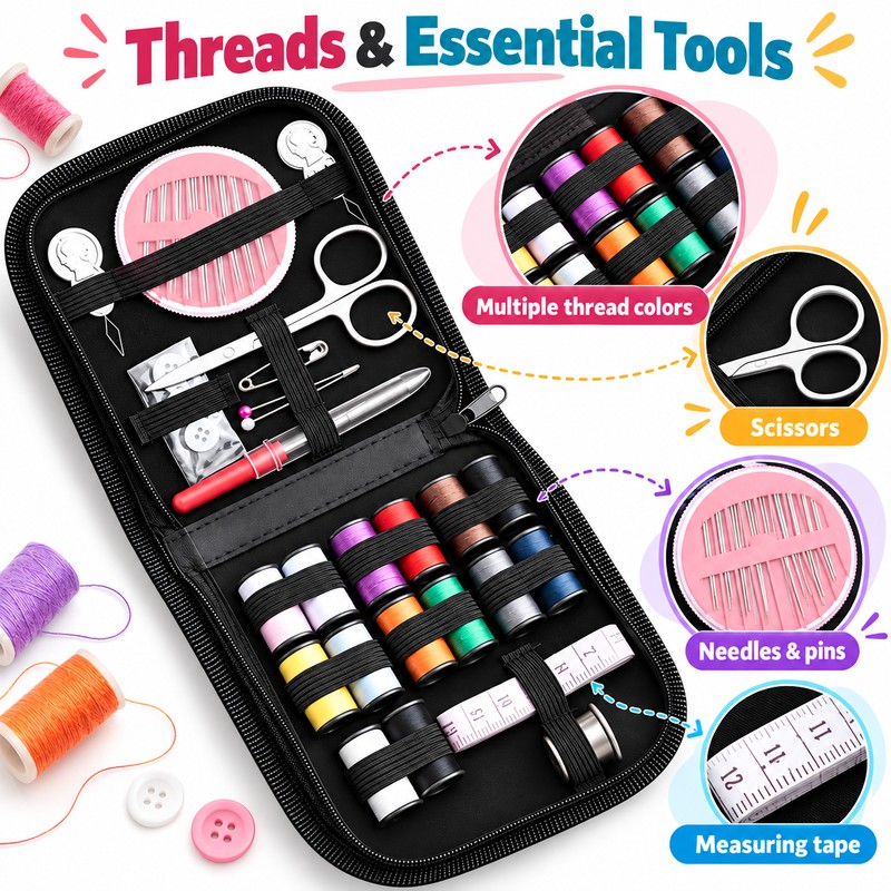 Portable Sewing Kit for Clothing Repairs – All-in-One Thread and