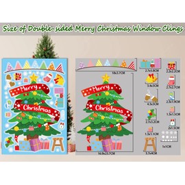 Christmas Window Clings & Wall Stickers - Snowflake, Santa Claus & Reindeer Decals for Glass, Xmas Party Decorations
