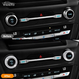 YFRAUTO for 2020 2021 2022 Ford Explorer Interior Bling Accessories Volume Knob Covers Crystal Silver 2PCS