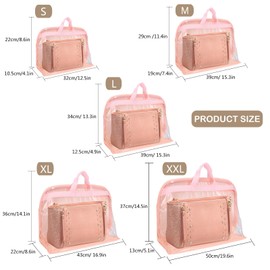 Dust Bags for Handbags - Dust Bags with Zipper and Handles Bag Storage for Handbags Purse, Handbag Storage (Shell Pink-M)