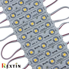Rextin Super Bright 200pcs 3 LED Module Warm White 5050 SMD 66-72LM Each Module Waterproof Decorative Light for Letter Sign Advertising Signs with Tape Adhesive Backside