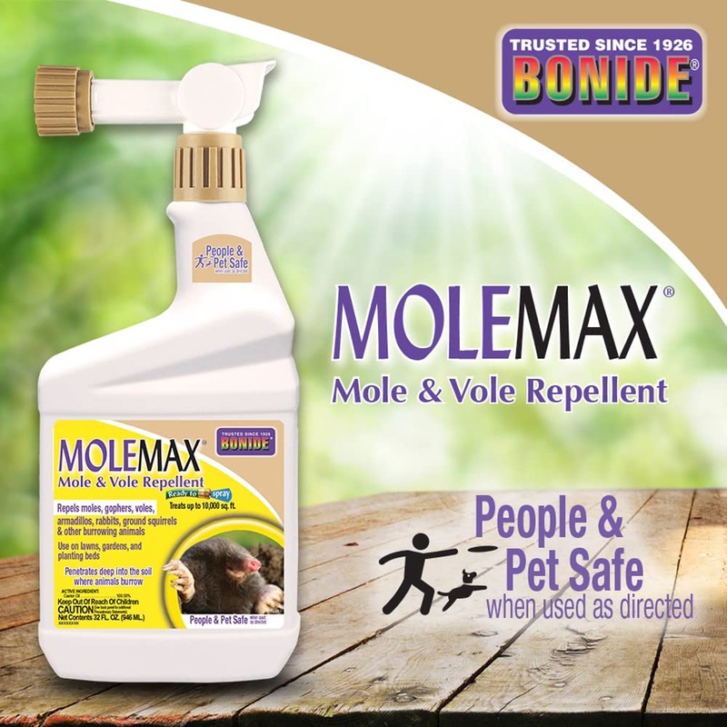 Bonide MOLEMAX Mole & Vole Repellent, 32 oz Ready-to-Use Spray