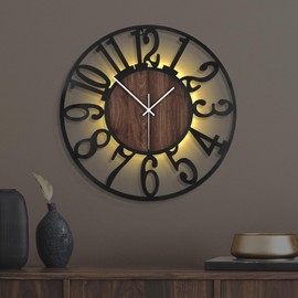Mee 2ou 20 Inch Large Metal Wall Clock with Voice and Light Sensor Night Light, Glow in The Dark Non-Ticking Silent Battery Operated Decorative Oversized Wall Clock for Bedroom Living Room Decor