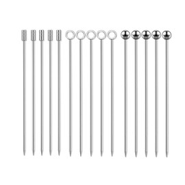 Cocktail Picks Stainless Steel Martini Skewers Olive Drink Picks Set Reusable Fruit Sticks Metal Drink Picks 15PCS 4.3inch Silver Picks