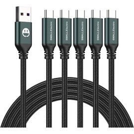 SMALLElectric USB Type C Cable 5-Pack 3FT, USB Type A to C Fast Charger Cords for Galaxy S20 S10 S9 S8 Plus, Braided Fast Charging Cable for Note 10 9 8, LG V50 V40 G8 G7,(Green)