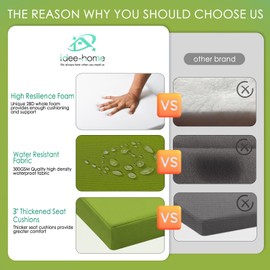 idee-home Chaise Lounge Cushions Outdoor, Lounge Chair Cushions for Patio Furniture Weather and Stain Resistant for Lawn Pool