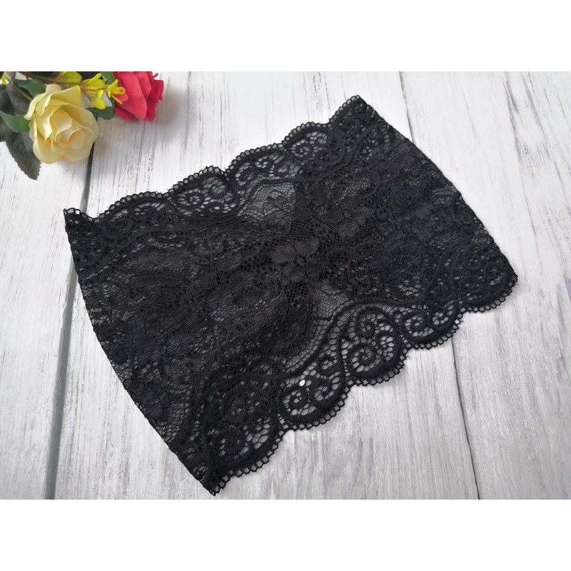 Oyabridal 7.2'' Wide Thin Black Lace Elastic Headbands for Women