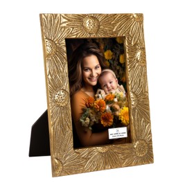 AHC HOME & LIVING Vintage Black Gold Sunflower Picture Frame 4x6 – Handcrafted Metal Photo Frame for Tabletop & Wall Display, ideal for Spring & Fall Décor, Elegant Keepsake Gift