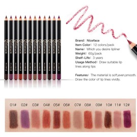 12pcs/set Lip Liner Pen, Professiona Lipstick Pen Impermeable Larga duración Lip Liner Pencil Lipliner Pen Maquillaje Cosmético