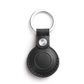 LQU Compatible with Airtag Holder Keychain Leather, Secure Air Tag Holder Keychain with Double Lock Snap, Handcrafted Airtag Case Cover Key Ring Fob Accessories - Black V3.0