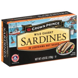 Crown Prince Sardines in Louisiana Hot Sauce, 4.25-Ounce Cans (Pack of 12)