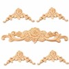 MUXSAM Wood Rose Appliques Onlays Set, 5-Pack Unpainted Decorative Carved