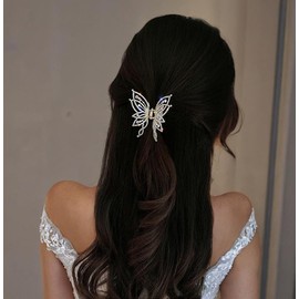 Gold Butterfly Claw Clips for Wedding Rhinestone Hair Clamps for Women Girls Cute Metal Elegant Butterfly Hair Accessories for Birdes