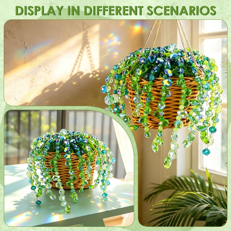 MROUEN 4074 Pcs Green Glass Beaded Plant DIY Kit –