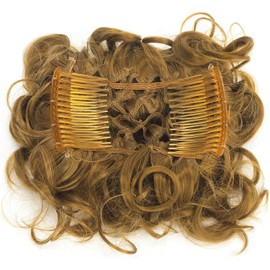 FXTYK Messy Scrunchy Scrunchie Curly Wavy Hair Bun Clip in Hair Extensions Clip in Chignon Hairpieces With Combs-ginger brown