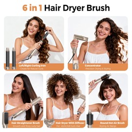 6-in-1 Foldable Air Styler with Diffuser & Auto-Wrap Curlers