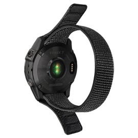 Niboow QuickFit 22 mm Strap for Garmin Fenix 7 Pro Solar/Fenix 7/Garmin Epix 2 Pro 47 mm, Nylon Breathable Replacement Strap for Garmin Fenix 6 GPS/6 Pro GPS/5/5 Plus - Black
