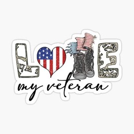 Love My Veterans Sticker Vinyl Decal Military Stickers for Car Bumper, Van,Truck,Laptop,|Waterproof| 5" (Design 01)