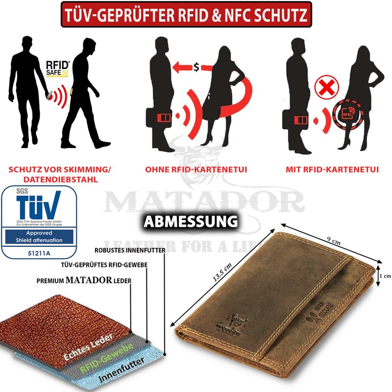 Matador 8107 Wallet, Hunter Brown, Modern