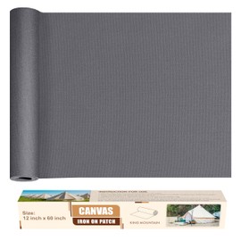 KING MOUNTAIN Canvas Iron on Patch,12"×60",Waterproof 100% Cotton Fabric Repair Patch,Used for Various Sofa,Tent,Clothes,Seats,Suitcases (Gray,Waterproof)