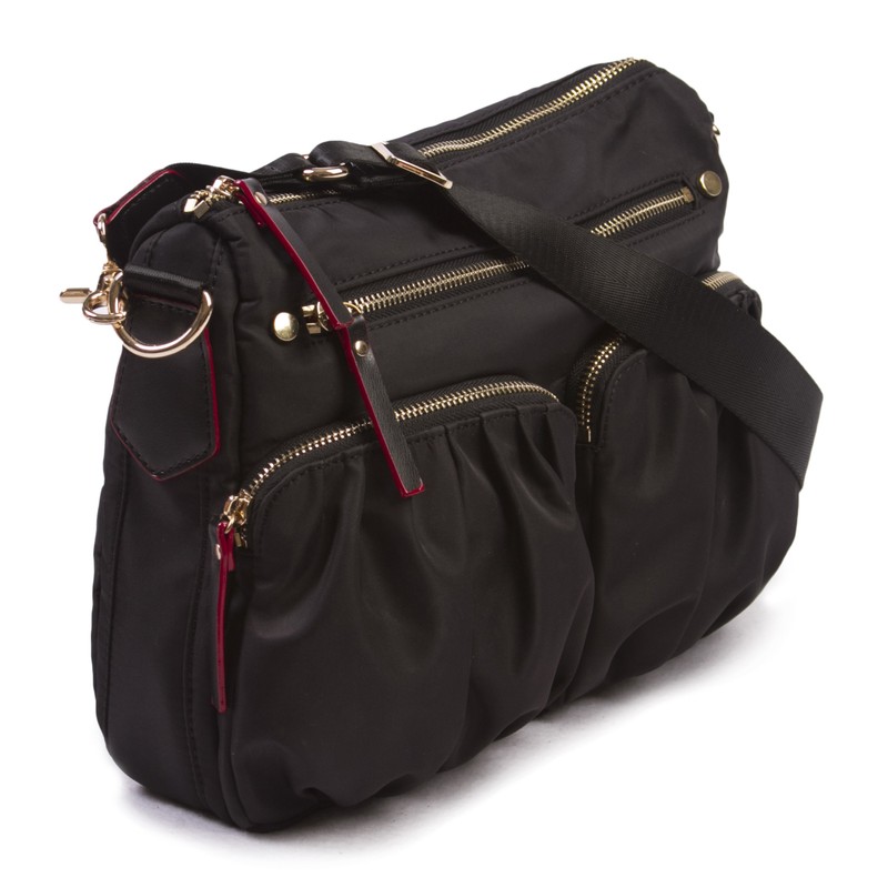 Korvara Nylon Crossbody Bag, Black - Premium Lightweight Top-Zip Handbag