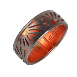 Enso Rings Etched Classic Silicone Rings - Comfortable and Flexible Design - 8mm Wide, 2.16 Thick - Sunshine - Wild Rose/Sunburst - Size 10