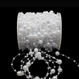 99 Feet Christmas Tree Beads Beaded Garland Strand 3-8mm Artificial Pearls String Beads Chain for DIY Crafts, Christmas, Wedding, and Party Decoration