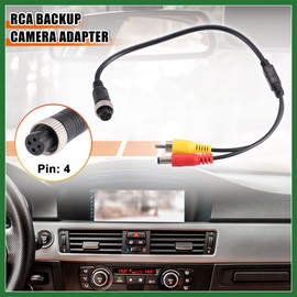 Motoforti 1pcs Auto Camera Adapter M12 4-Pin Female to RCA AV DC Male Long-lasting