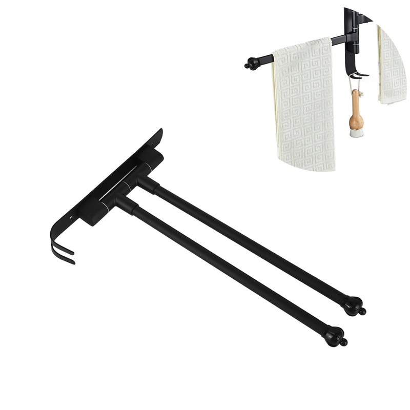 Stainless Steel Swivel Towel Hanger Holder Black Rotating Movable Towel