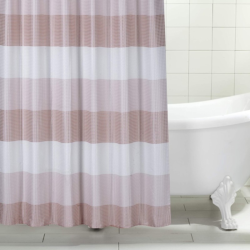 Dainty Home Ombre Waffle Weave Shower Curtain (Blush with 12
