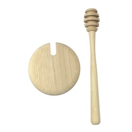 efo Honey Dipper with Jar Cover - Set of Organic Wooden Honey Spoon and Lid for Large Jar - Specialistic Honey Drizzler with Great Fitted Cover for Honey Pot