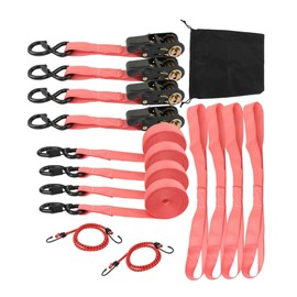 Silscvtt Red 4 PCS Ratchet Tie Down Straps 15 FT 2200 lbs Break Strength for Moving Cargo Appliances Lawn Equipment Motorcycle