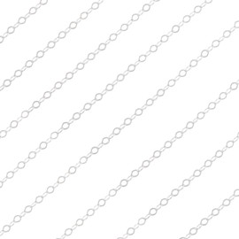 Craftdady 1 m Sterling Sliver Cable Chain Soldered Bracelet Necklace Chains Oval Twisted Links with Polishing Clothe & Velvet Bags for Permanent Jewelry Making 2.5x2x0.2mm