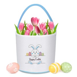 Leesgel Easter Baskets for Children, Easter Gifts Basket for Easter Egg Hunting Games, Easter Bunny Decorations Empty Boxes Bucket Bags for Easter Treats Toy Craft Party Decoration Favors - Blue