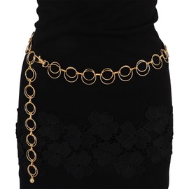 Milakoo Double Ring Link Chain Waist Belt for Women Gold Chains Boho Fashion Accessories for Dress