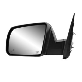 Driver Side Mirror for Toyota Tundra, textured black w/chrome cover, w/blind spot detection, foldaway, Driver Side, Heated Power