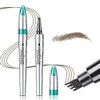 Eyebrow Pen with 4-Fork-Tip Brush - Create Natural Eyebrow Hair, Last All Day, Waterproof&Smudge-proof, Lift & Snatch Eyebrow Eye Makeup (Dark Brown)