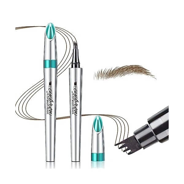 Eyebrow Pen with 4-Fork-Tip Brush - Create Natural Eyebrow Hair,