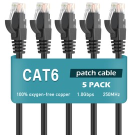 Ercielook - Cable Ethernet de 3 pies, paquete de 5 unidades, cable de red de alta velocidad Cat 6 con conectores Rj45, cable de conexión corto para panel de conexiones, interruptor