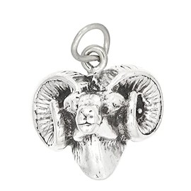 LGU Sterling Silver Oxidized Small 3D Ram Head Charm