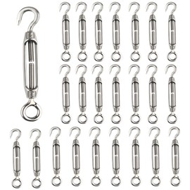 CHRORINE Pack of 24 Turnbuckle Wire Tensioner M4 Hook and Eye Turnbuckle Tensioner 304 Stainless Steel Tensioner Rope Tension Heavy Duty