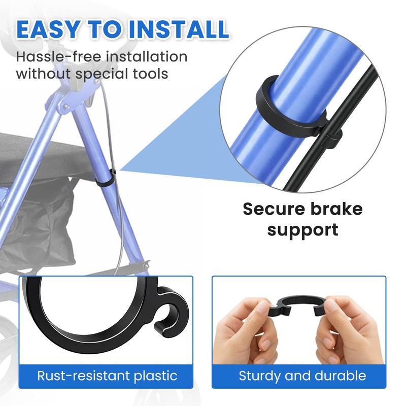 LITEMATIRA 8 Pcs Rollator Brake Clip Replacement, Universal Brake Clamp