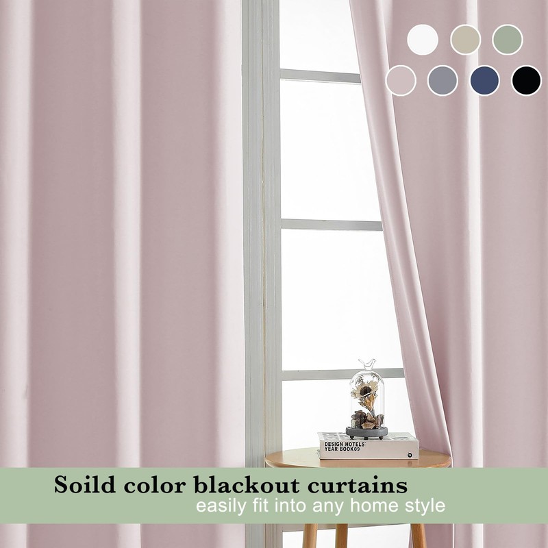 Aiyufeng Pink Blackout Curtains 96" Long