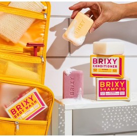 BRIXY Balancing Shampoo and Conditioner Bar Set with Moisturizing Body Wash Bar, Controls Oil & Hydrates Strands, Removes Build Up, Moisturizes Skin, All Hair Types, pH Balance, Color Safe, Vegan