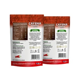 VIZANA NUTRITION | Pimienta de Cayena Natural en Polvo 200g por Pack (Pack-2 Bolsas de 100g)