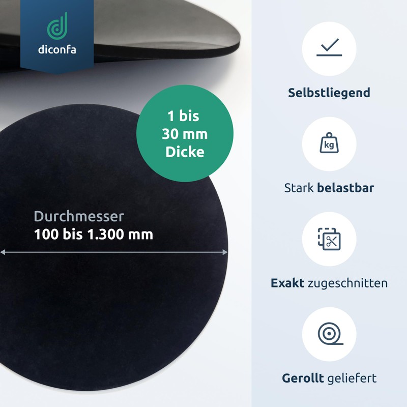 diconfa Round Rubber Mat SBR Diameter: 0.1 m to 1.3