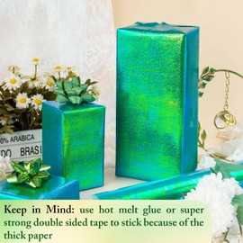 Yarcony Green Holographic Wrapping Paper - 17Inch X 32.8Feet - Shiny Green Iridescent Sparkle Wrapping Paper Luxury Embossed Gift Wrap for Birthday Wedding Bridal Shower Valentine's Day Mother's Day