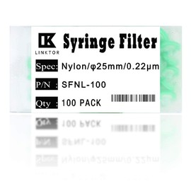 LINKTOR Syringe Filter Nylon Orangnic Filtration, 25mm Diameter 0.22um Pore Size Non-sterile Pack of 100…