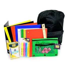 School Supply Boxes | 17" Solid Black Backpack Bundle for High School | Back to School Bookbag with Supplies | Contains Pencil Pouch, Notebooks, Filler Paper, Folders, Mechanical Pencils, and More
